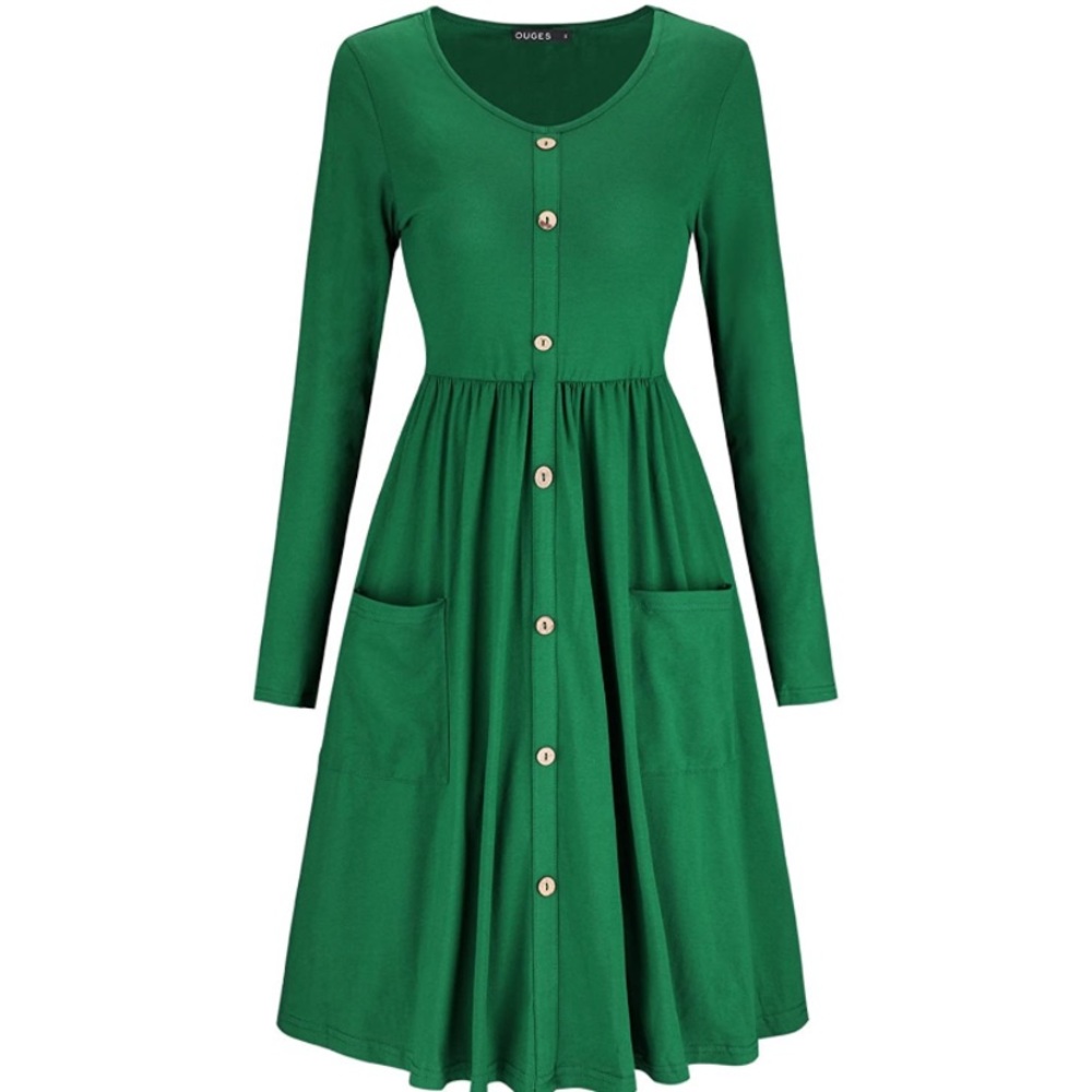 Emerald Green Midi Dress - Picture 2 of 6